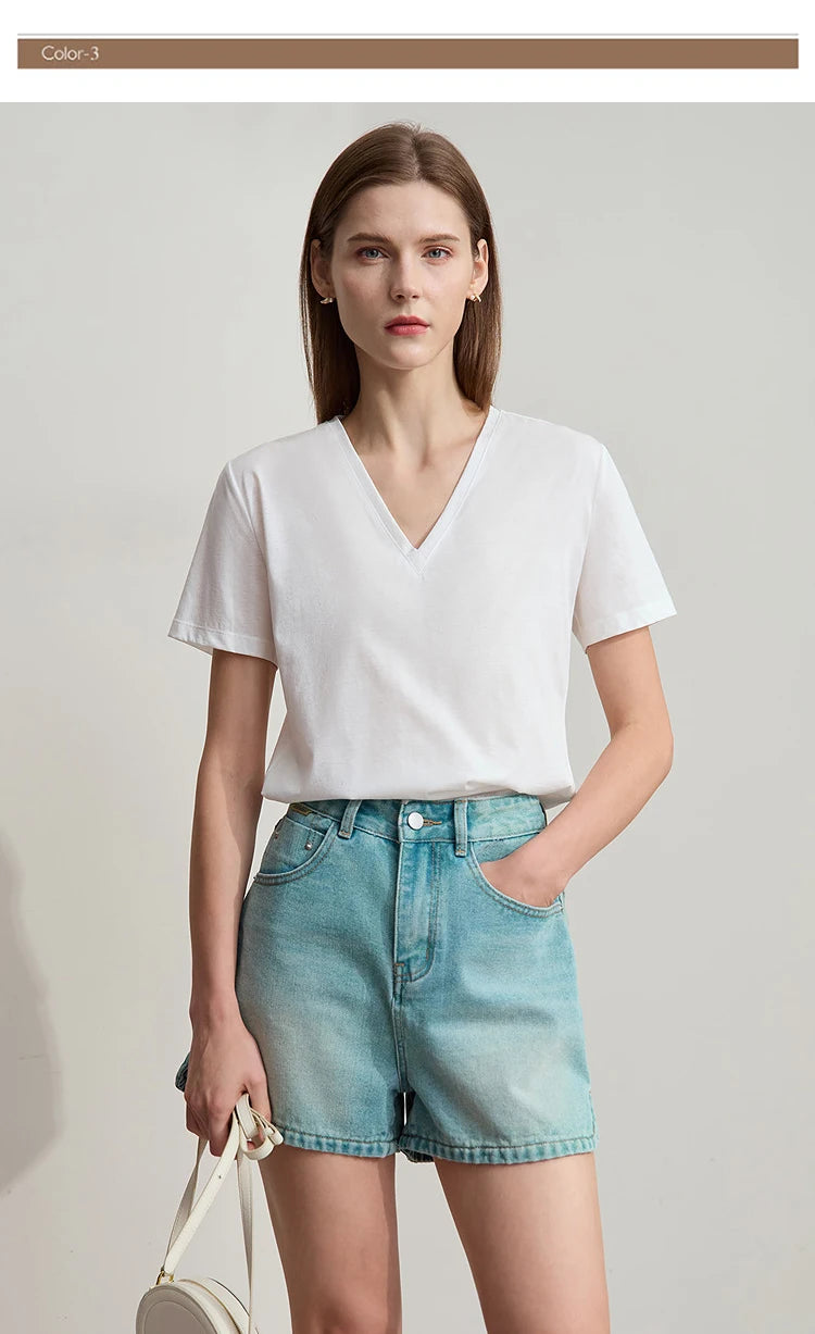 Damen Top im minimalistischen Sommerstil mit einfarbiger Buchstabenstickerei