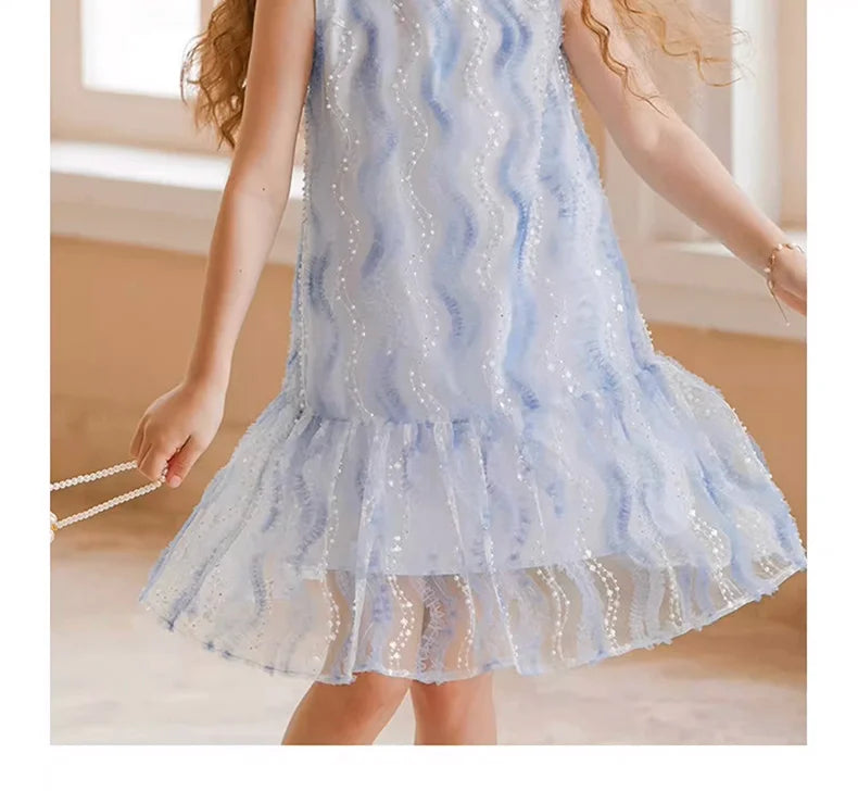 Ärmelloses Prinzessinnen-Kleid für Mädchen im chinesischen Kawaii-Stil – ideal als Blumenmädchenkleid oder für den täglichen Gebrauch