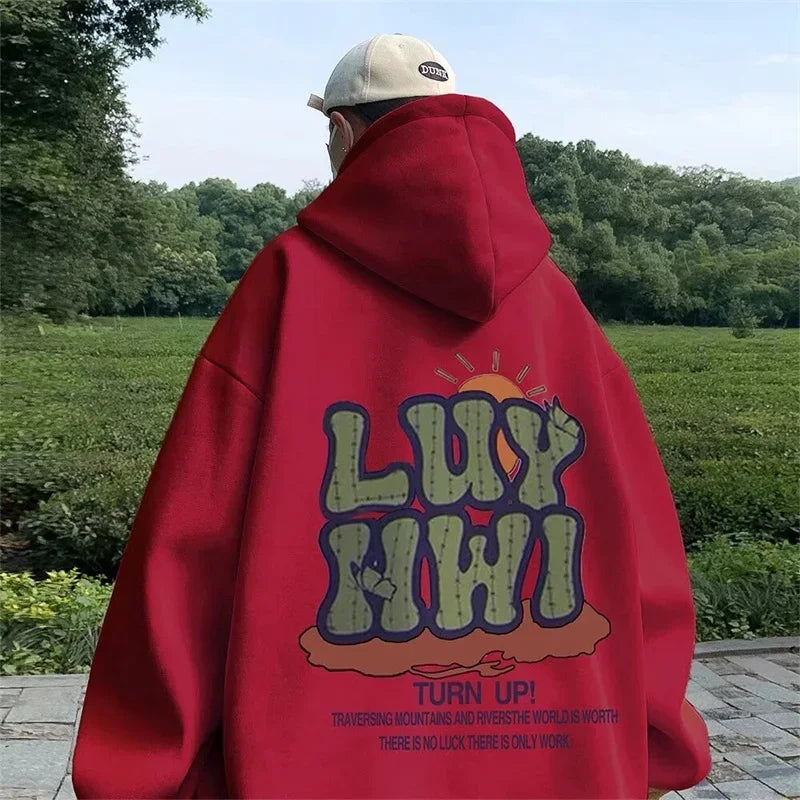 2025 neue Brief Grafik Hoodies männer Elegante Vintage Baumwolle Fleece Mit Kapuze Sweatshirts Herbst Frauen Y2K Streetwear Hoody Kleidung
