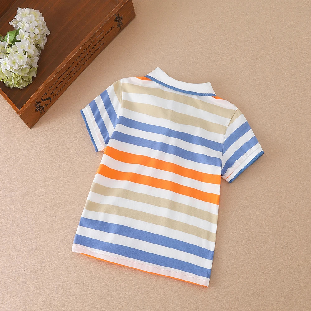 Baby Jungen Polos hirts hochwertige Sommer kurz ärmel ige gestreifte Top Shirt Kleidung 2t-6t Kinder Turn-Down Kragen T-Shirts