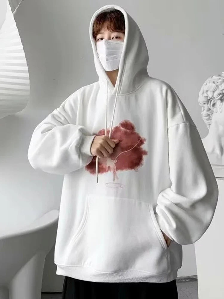 Herbst Hip Hop Übergroßen Pullover Hoodies Für Männer Goth Harajuku Wolke Grafik Mit Kapuze Sweatshirts Y2K Vintage Streetwear Hoody