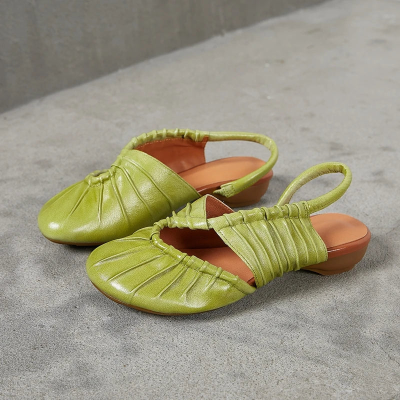 AIYUQI 2025, neue stil geschlossene zehen frauen sandalen Plissee nicht-slip Römischen sandalen für frauen Große größe sommer strand weibliche schuhe