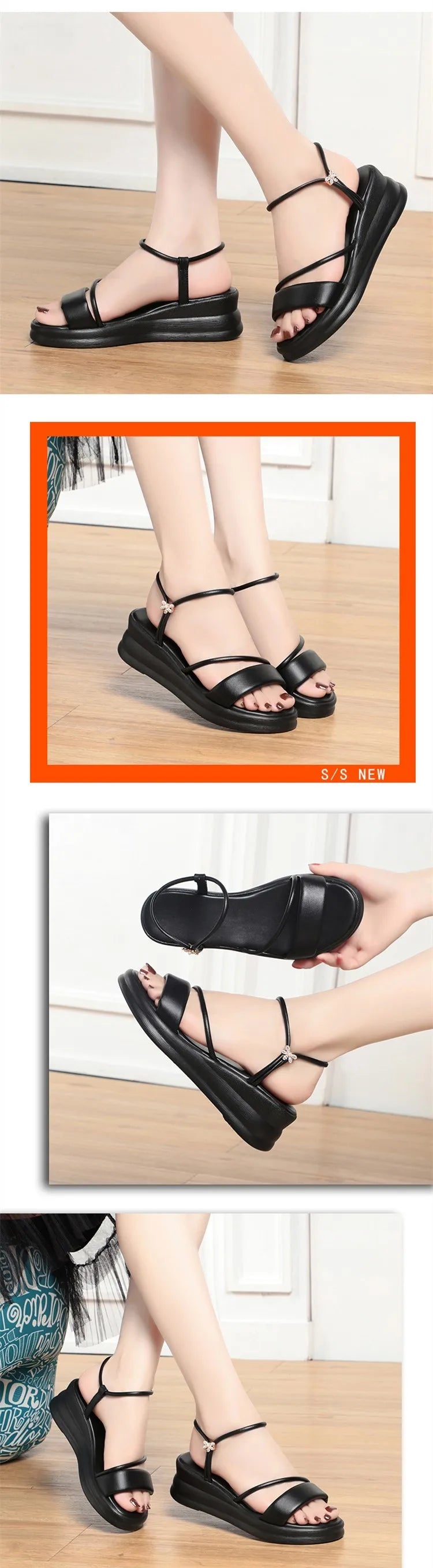AIYUQI Damen-Sandalen, große Größe, Sommer 2022, neue Keil-Damen-Sandalen, offene Zehen, römische Sandalen