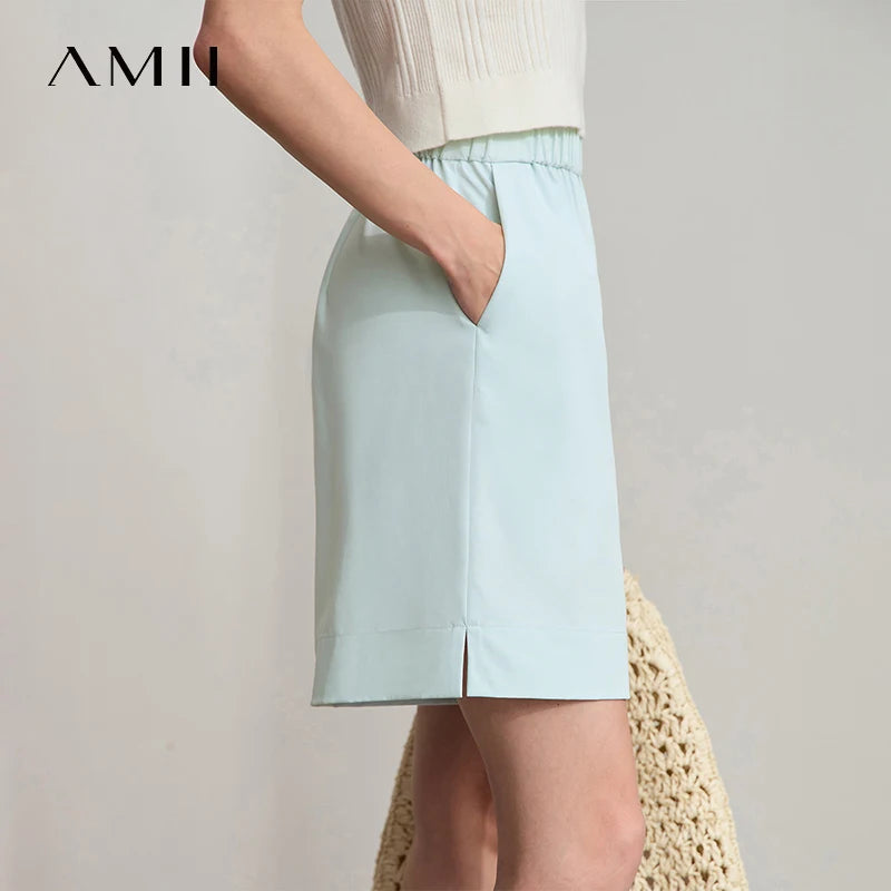 Damen Shorts im minimalistischen Stil mit elastischem Bund und weitem Bein