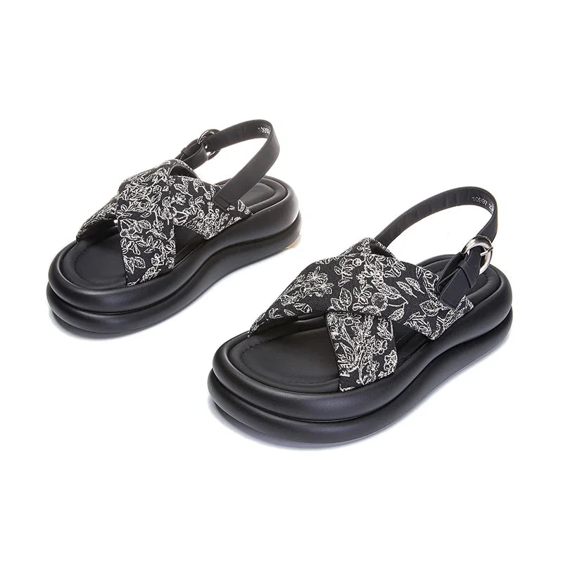Damen Plattform Sandalen Ein-Riemen Rutschfest