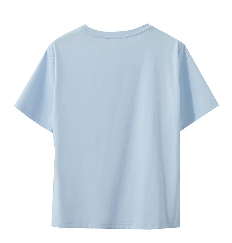 Damen Sommer T-Shirt mit Rundhals und Kordelzug in lässiger Form
