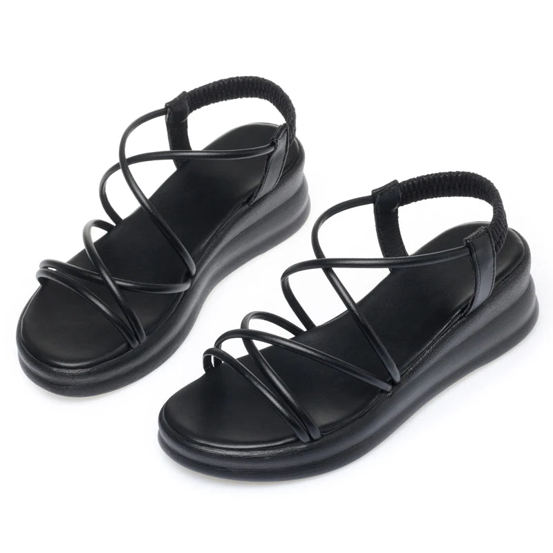 Damen Römische Sandalen Flach Riemchen Bequem