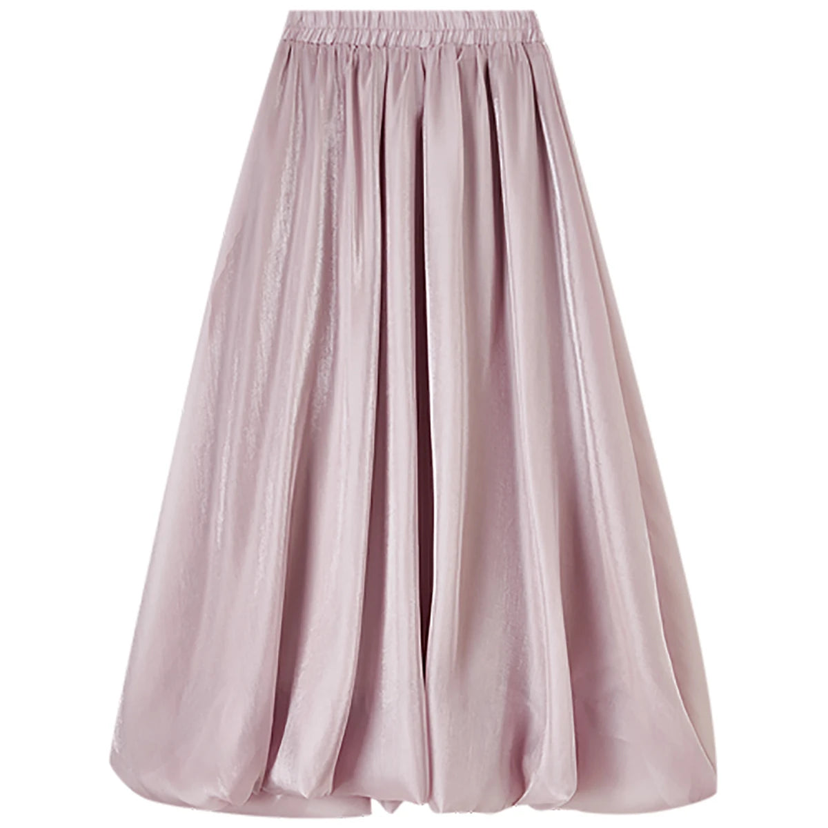 Damen Perlglanzrock im A-Linie Stil mit eleganten Falten und elastischer Taille