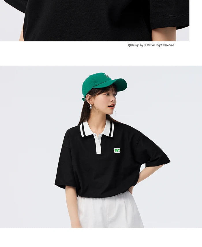 Semir Polo Shirt Frauen kurz Sommer neue lose Taille weiches bequemes T-Shirt