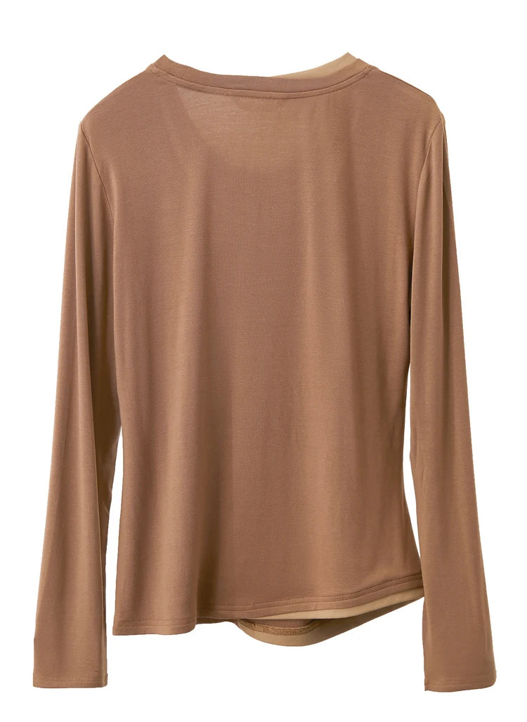 Damen T-Shirts im Minimalismus-Stil mit Patchwork für den Herbst 2024