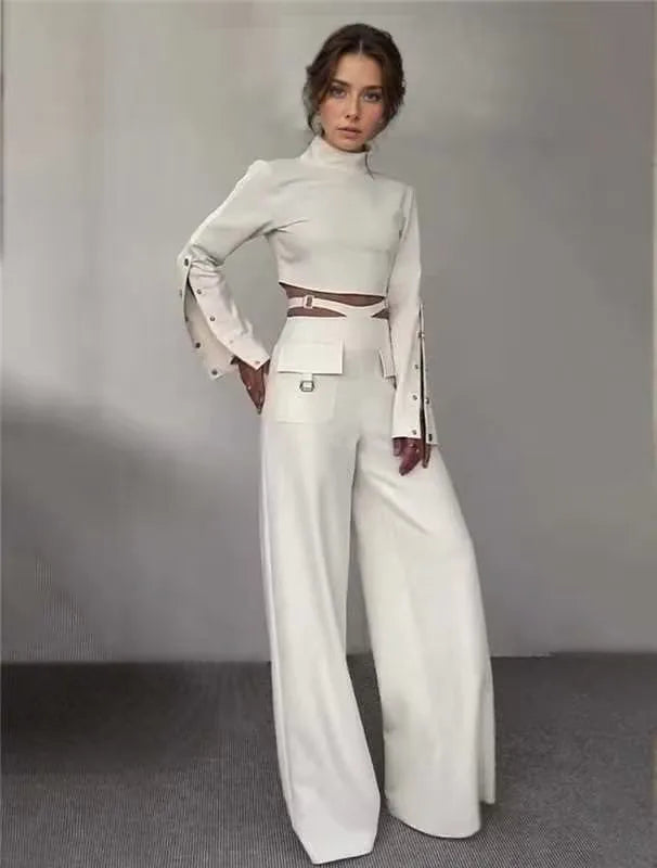 Colorblock-Jeans mit Leopardenmuster und Hohldesign für Damen – High-Waist, gespleißte Taschen, weites Bein
