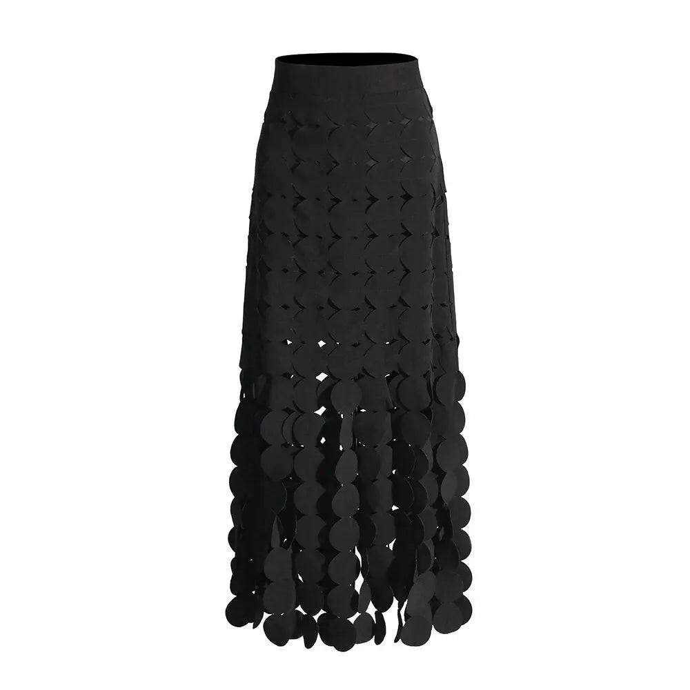 Elegantes Damen-Kleid mit Diamantmuster, Reverskragen und langen Ärmeln – figurbetontes Patchwork-Design mit doppelreihiger Knopfleiste.