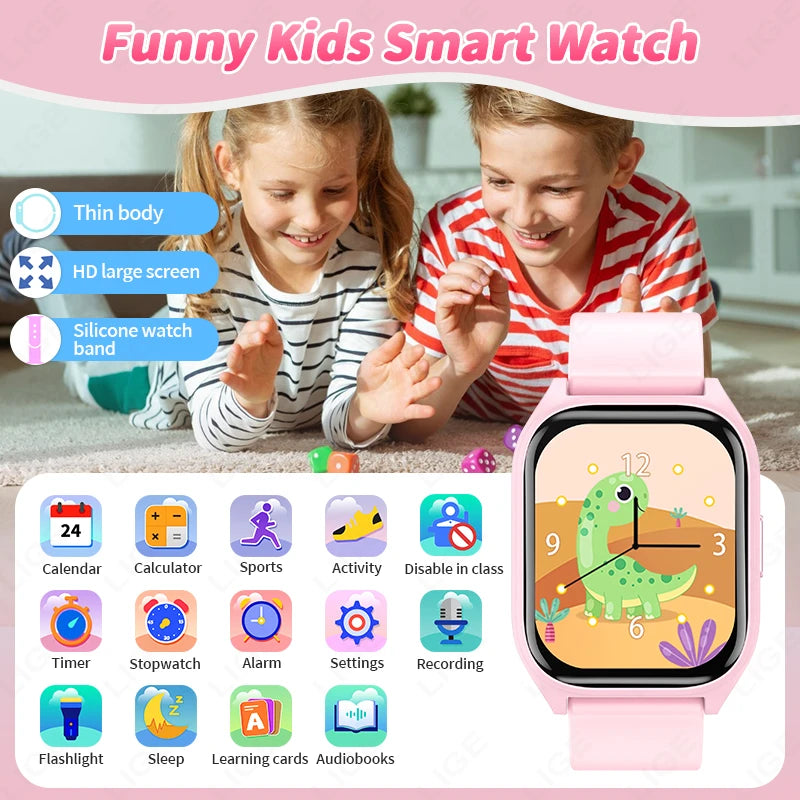 LIGE Kinder Smartwatch Kinder Lernkarte Hörbuch Aufnahmespiele Jungen Mädchen Uhr Student Kalorien Sport Neue Smartwatch