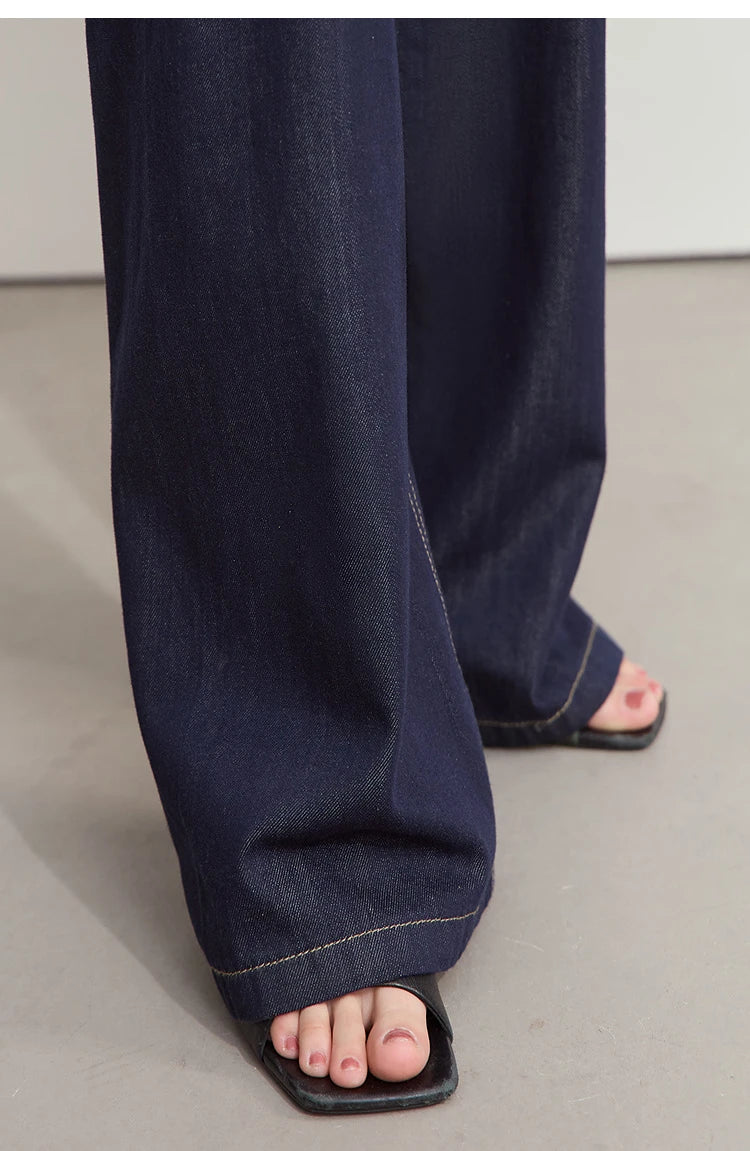 Damen Jeans aus Lyocell-Baumwolle mit weiten Beinen im Retro-Look