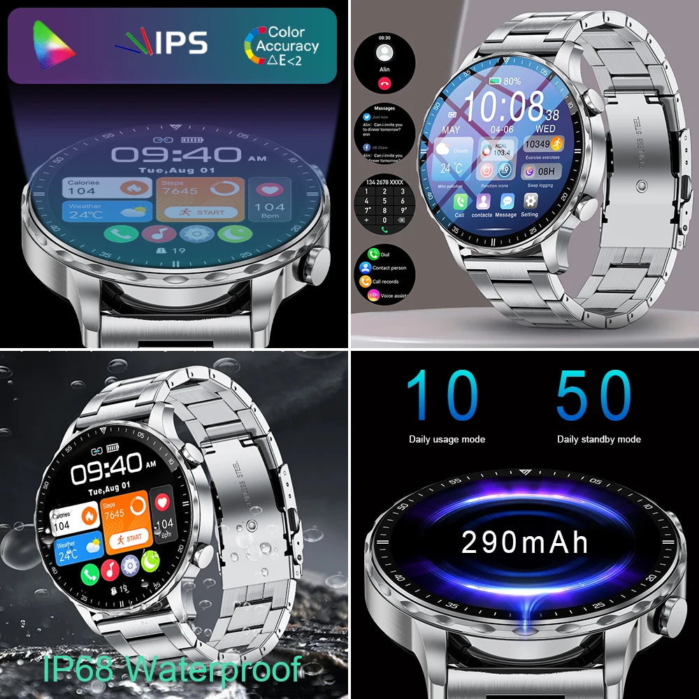 Herren und Damen Smartwatch mit IP68 wasserdichter Funktion und Bluetooth-Anruf