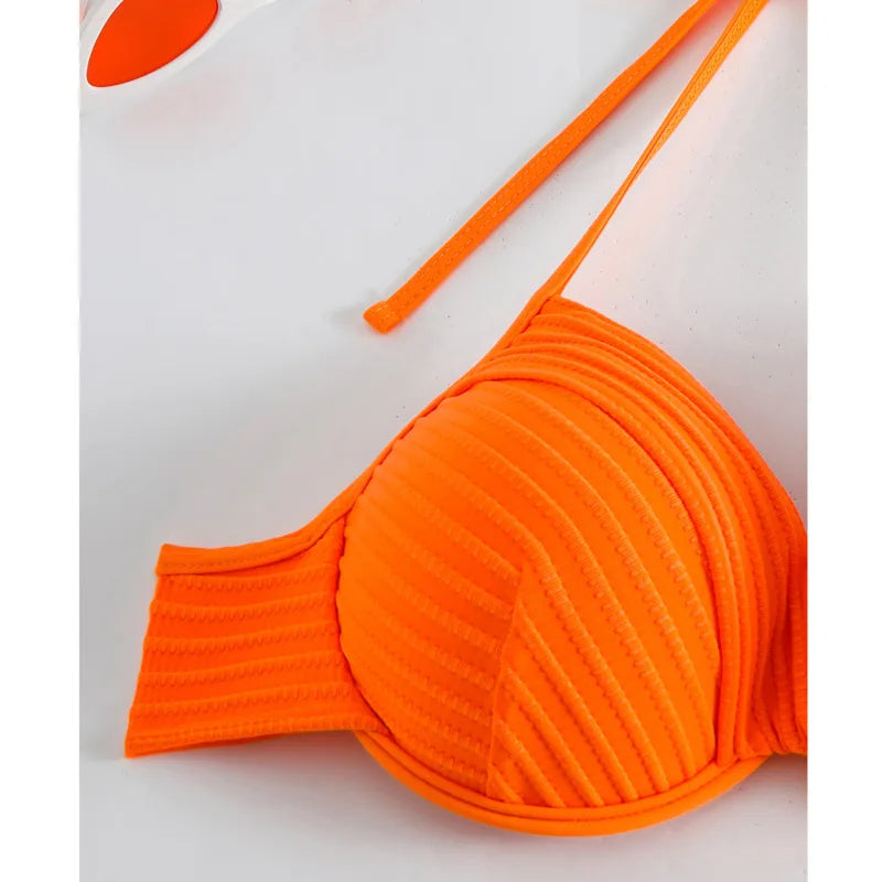 Glamouröses Damen-Bikini-Set mit Push-up-Effekt und glänzendem Design – perfekt für den Strand oder Pool