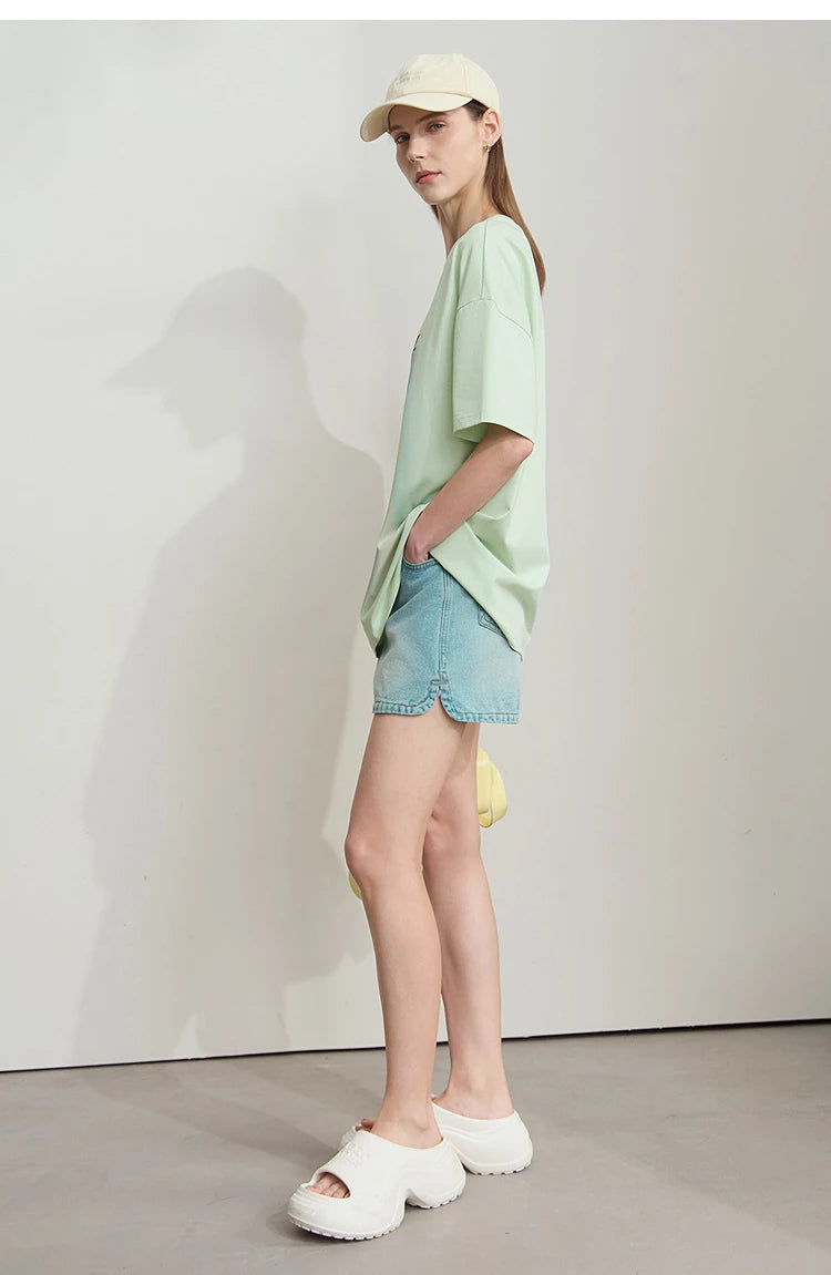 Damen Sommer T-Shirt mit lockerer Passform und buntem Farbverlauf