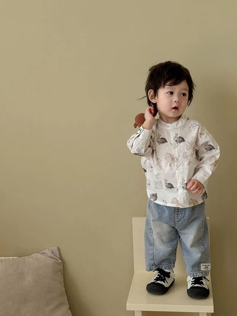 Mädchen Bluse mit süßem Cartoon Druck von 9M bis 5T