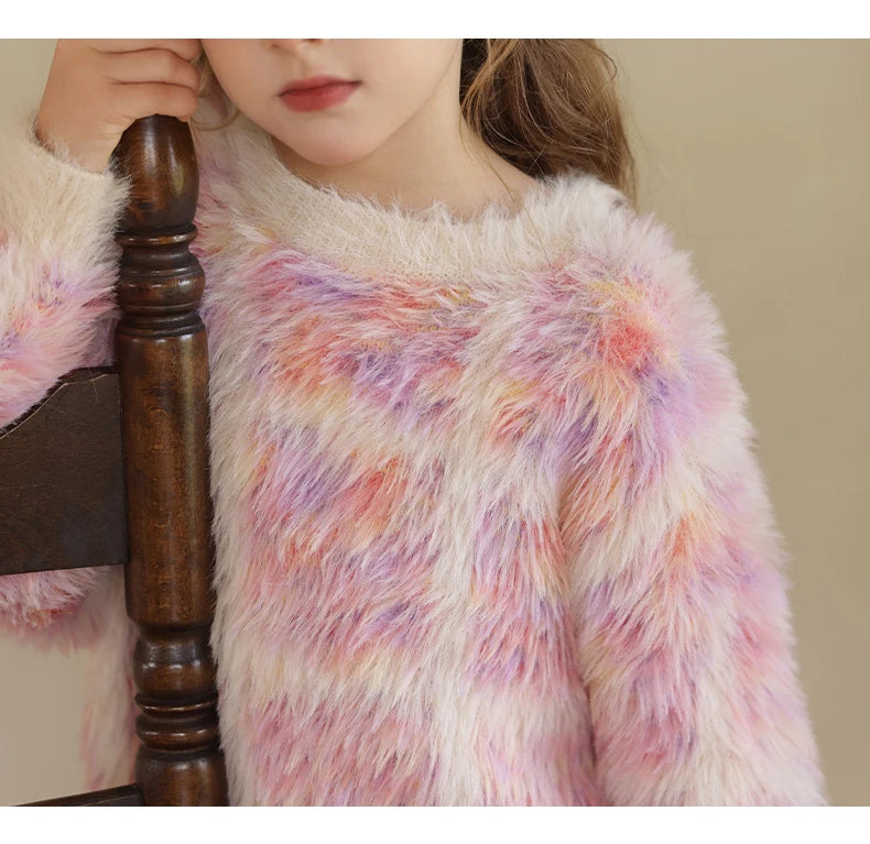 Winterpullover für Mädchen mit langen Ärmeln – ideal für Weihnachtsfeiern, in Weiß und Grün, für Kinder von 110 cm bis 170 cm.