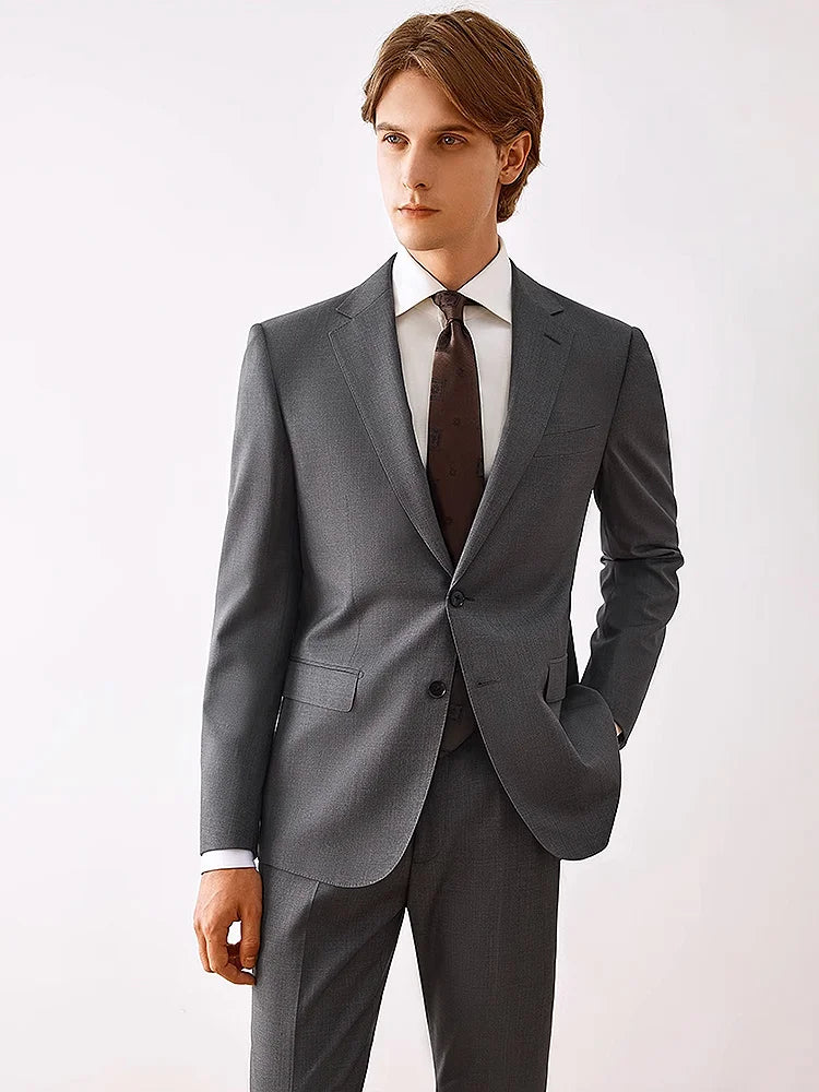 Eleganter Herrenanzug aus 70% Wolle in Tiefblau – Slim Fit, Doppelreihig, mit Weste und Hose – Perfekt für Hochzeiten und formelle Anlässe
