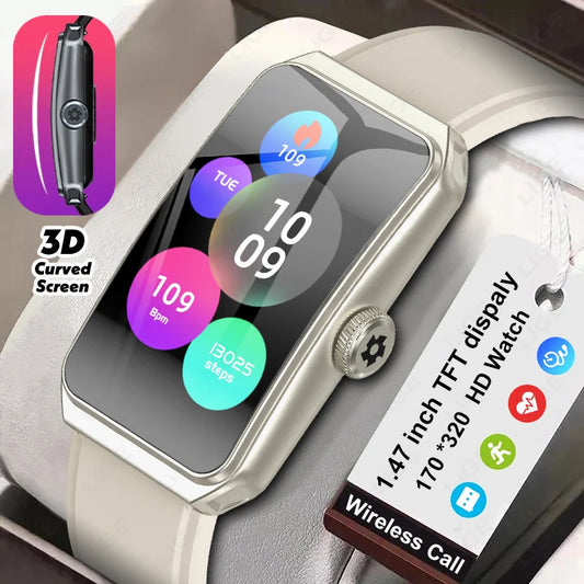 LIGE Neue Mode 1,47 Zoll 3D Gebogene Bildschirm Smart Uhr Bluetooth Anruf 100 + Sport Schlaf Überwachung Smartwatch Für Männer frauen
