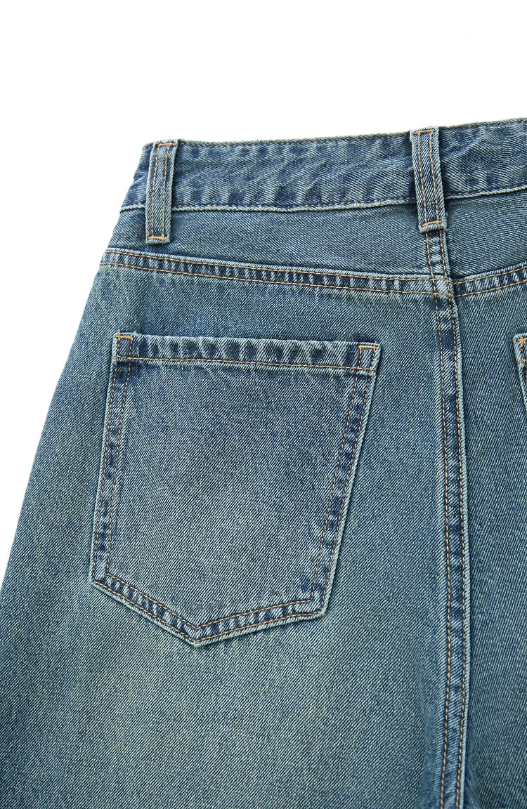 Damen Baggy Jeans im Retro-Stil mit Taschen für das Büro