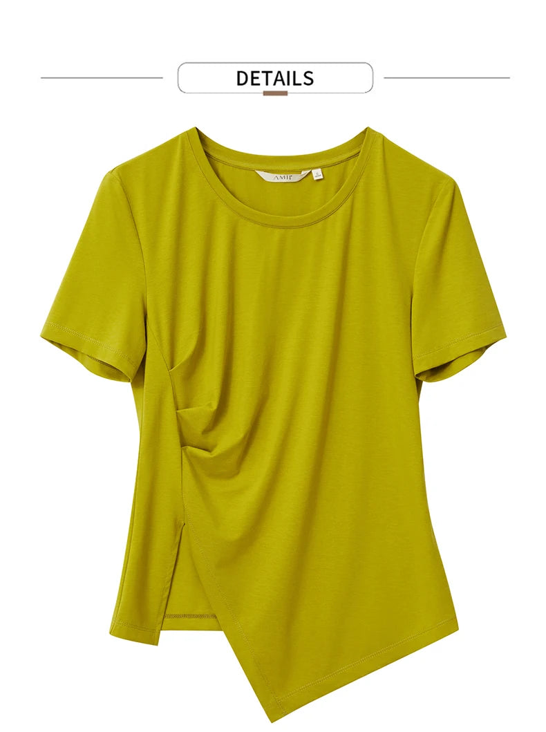 Damen T-Shirt mit asymmetrischem Design und kurzen Ärmeln für den Sommer