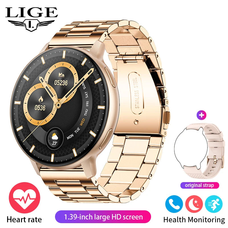 LIGE Neue Smartwatch mit Sprachanruf, 1,39 Zoll HD-Display, Smartwatch, Herzfrequenz-Gesundheitsüberwachung, Sport-Smartwatch für Männer und Frauen 2024