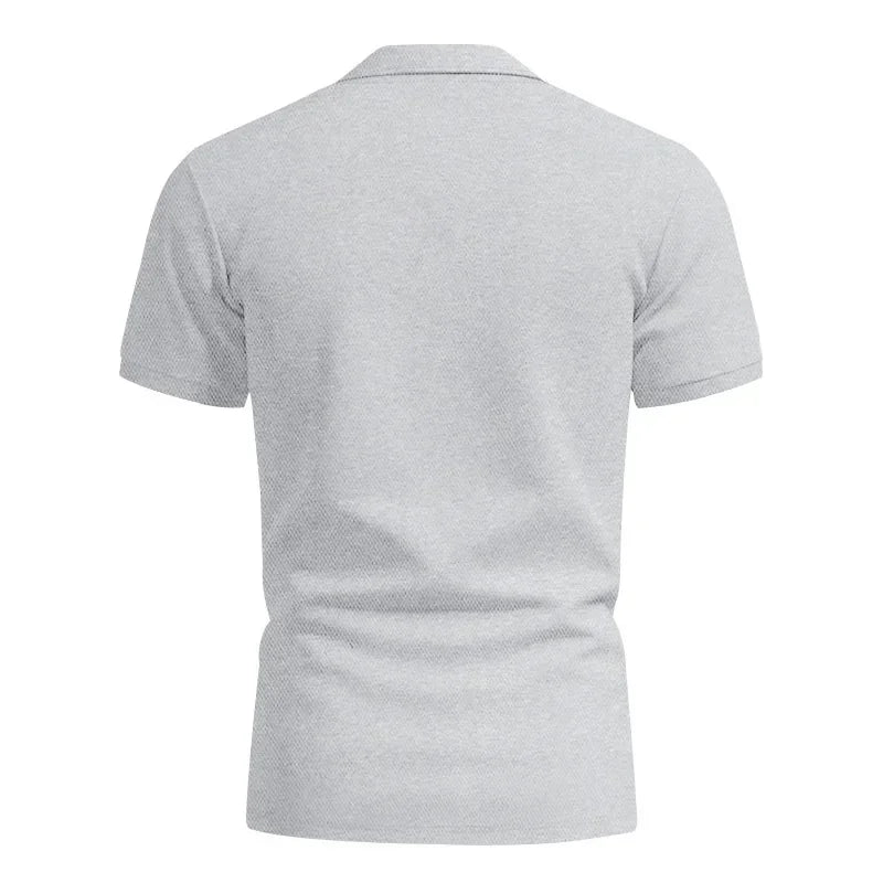 Langärmeliges Herren-Poloshirt mit Waffelstruktur und Knopfleiste – ideal für Freizeit und Urlaub