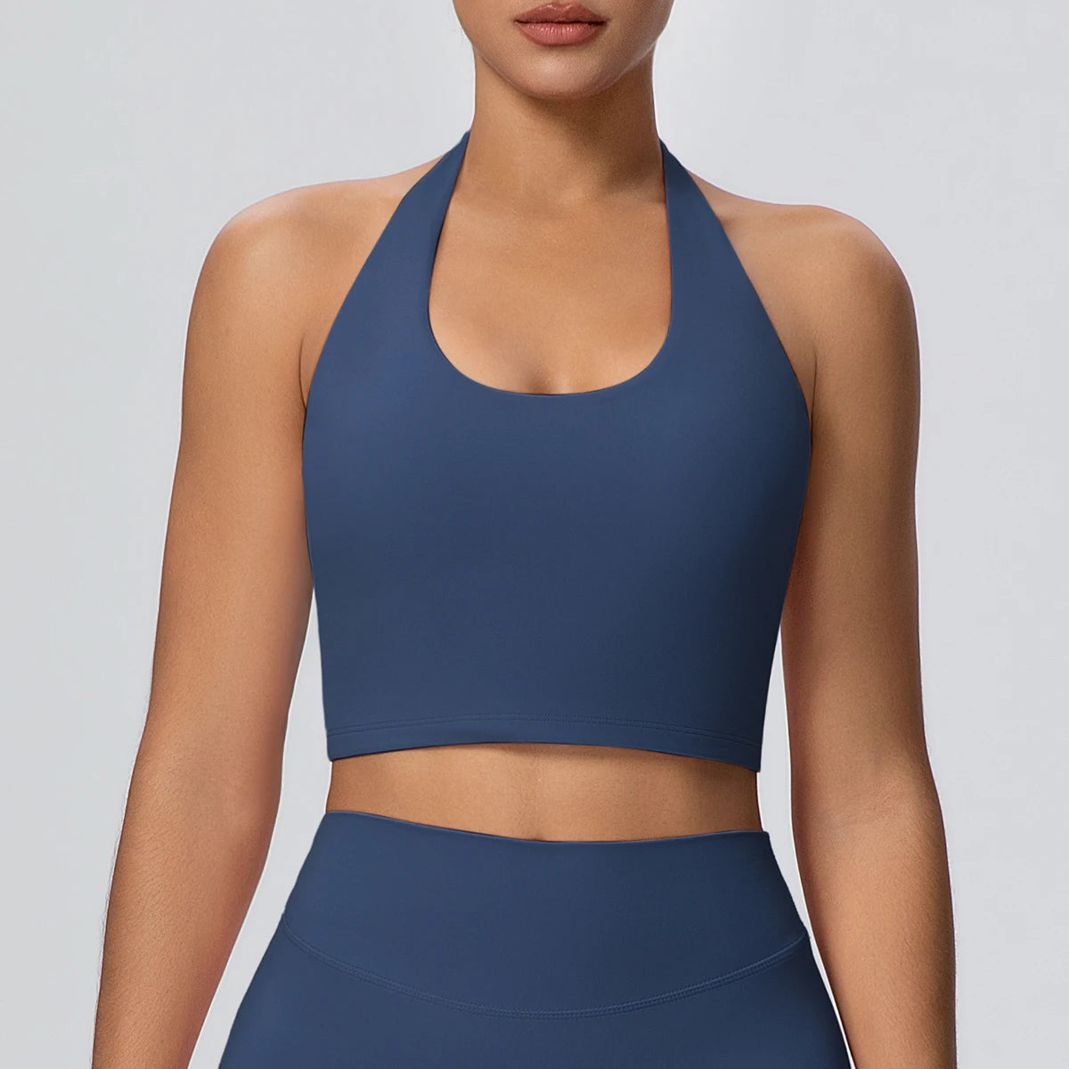 Navyblaues Yoga-Top mit U-Ausschnitt und Racerback