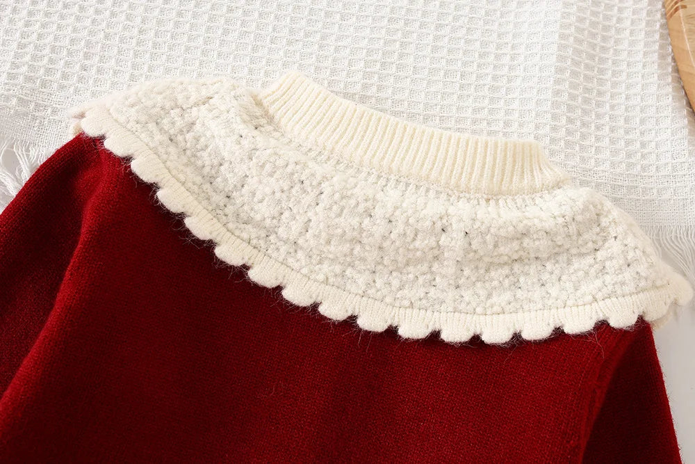 Mädchen Kleidungsset mit großem Umlegekragen und kariertem Faltenrock