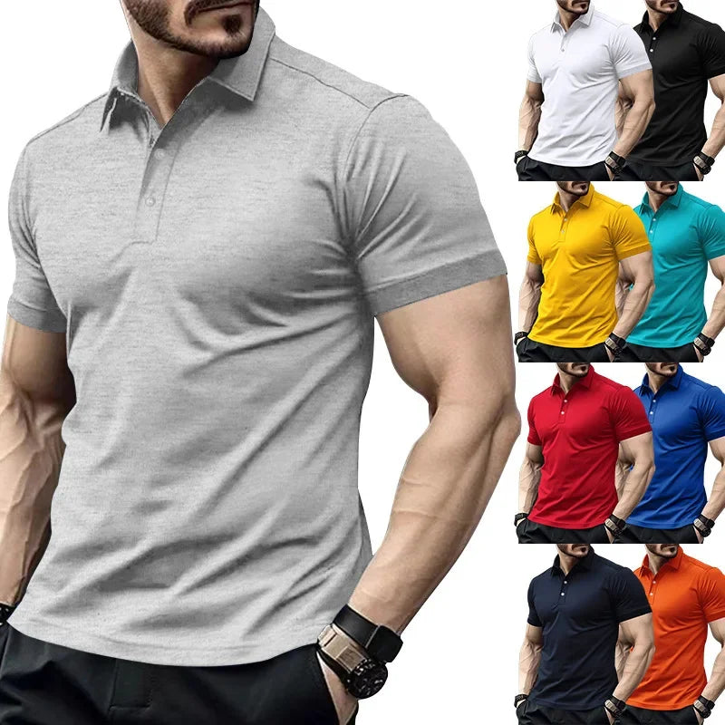 Herren-Poloshirt mit Brusttasche und kurzen Ärmeln in einfarbigem Design – ideal für den Sommer