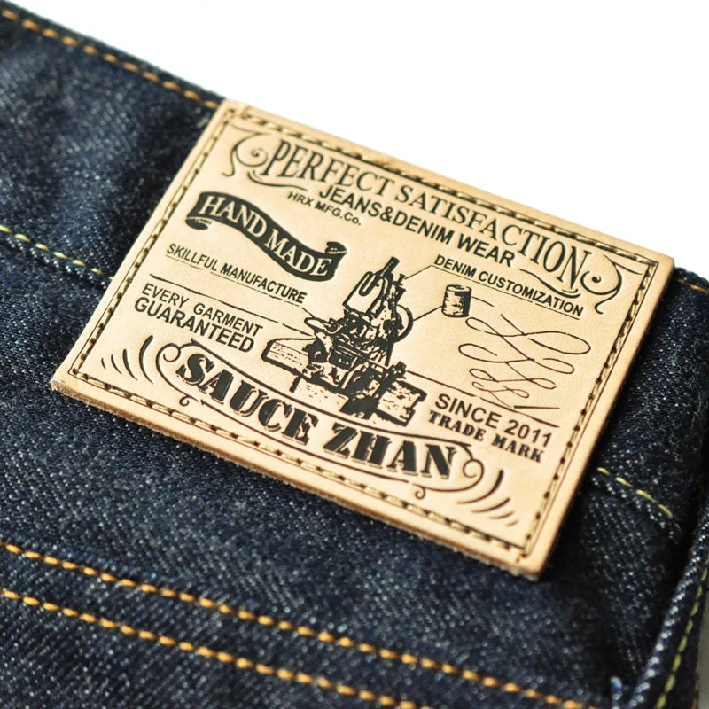 Herrenjeans aus unsanforized Selvedge Raw Denim mit Button Fly Slim Fit