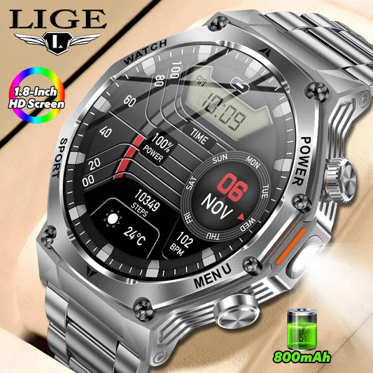 Herren Smartwatch mit 1,8 Zoll HD Display und 100 Sportmodi