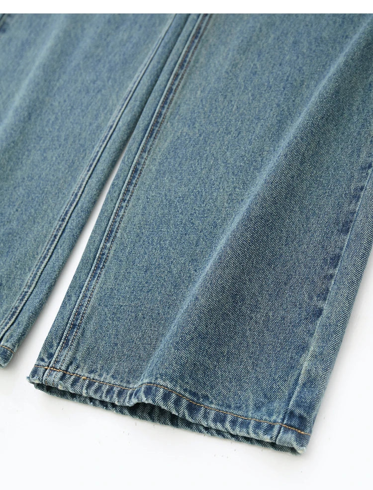 Damen Baggy Jeans im Retro-Stil mit Taschen für das Büro