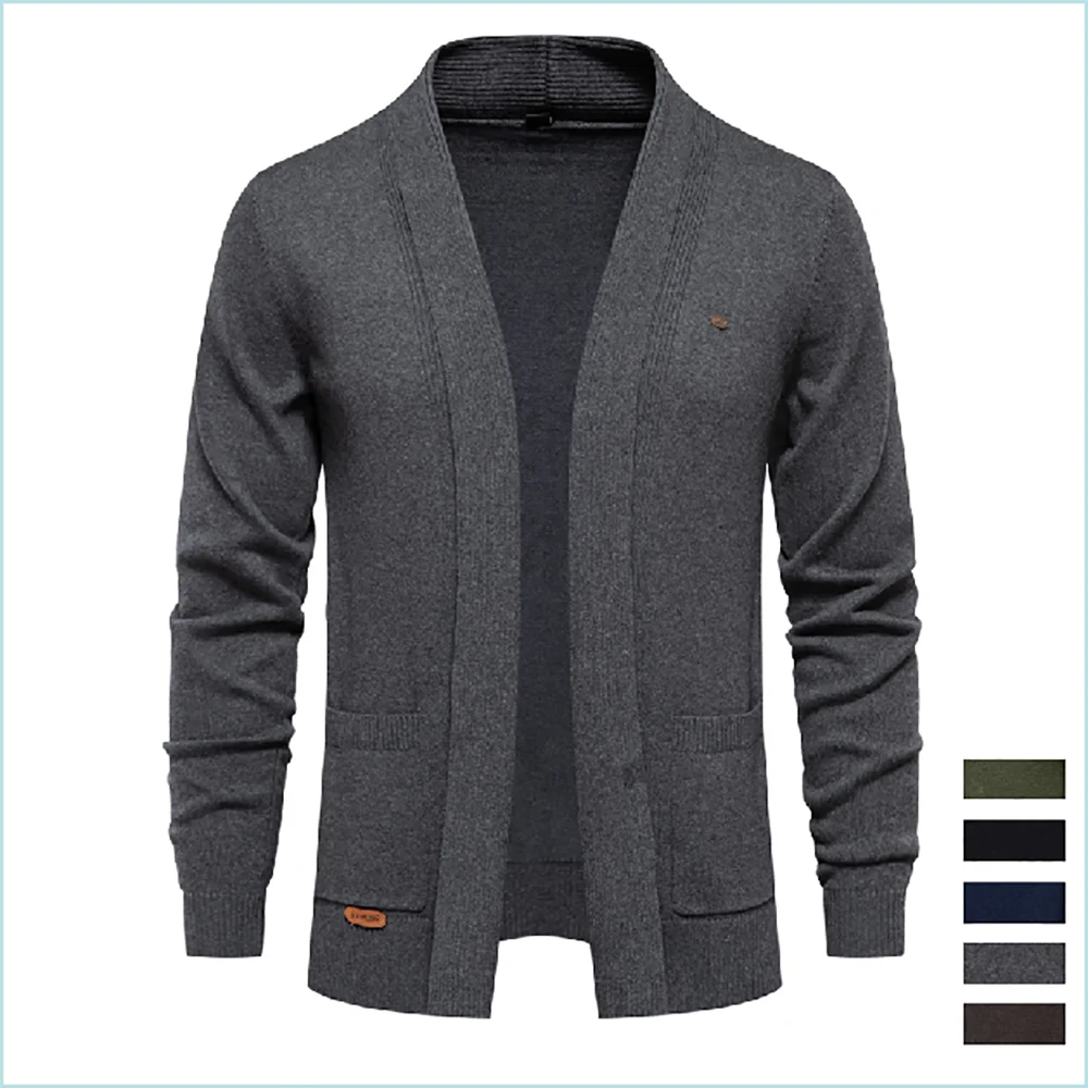 Baumwolle Strickjacke für Männer Qualität Herren Pullover Mode Turn Down Kragen Strick pullover für Männer