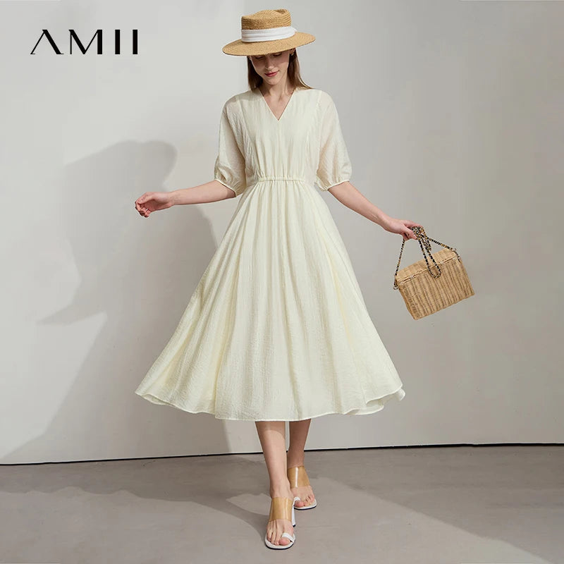 Langes Damen-Hemdblusenkleid mit A-Linien-Schnitt und langen Ärmeln – ideal fürs Büro