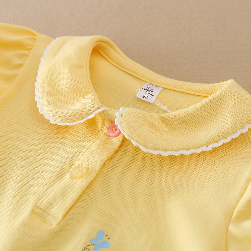 Mädchen-Shirt 2025, neues Kinder-Baby-Kurzarm-Top, junge Mädchen, niedliche Baumwollkleidung für Kinder im Alter von 2 bis 6 Jahren