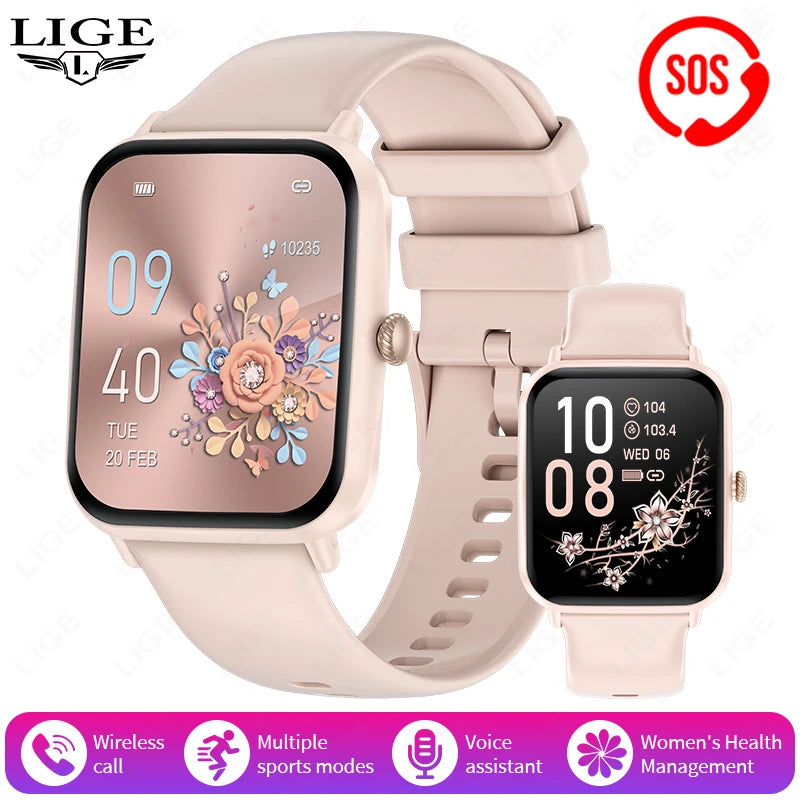 LIGE Bluetooth Anruf SOS Smart Uhr männer Sport Fitness Herz Rate Monitor IP68 Wasserdicht Neue Smartwatch Für Android IOS 2025