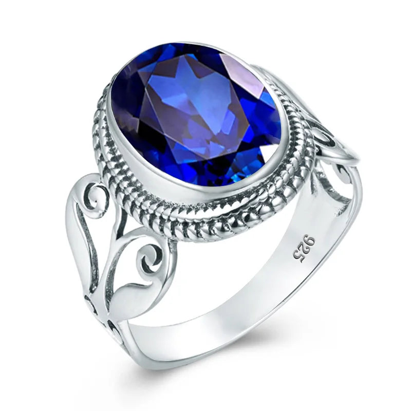Damen-Ring Aus Sterling Silber Mit Ovaler Rainbow Fire Mystic Topaz Stein 10x16mm Goldtone Schmuck