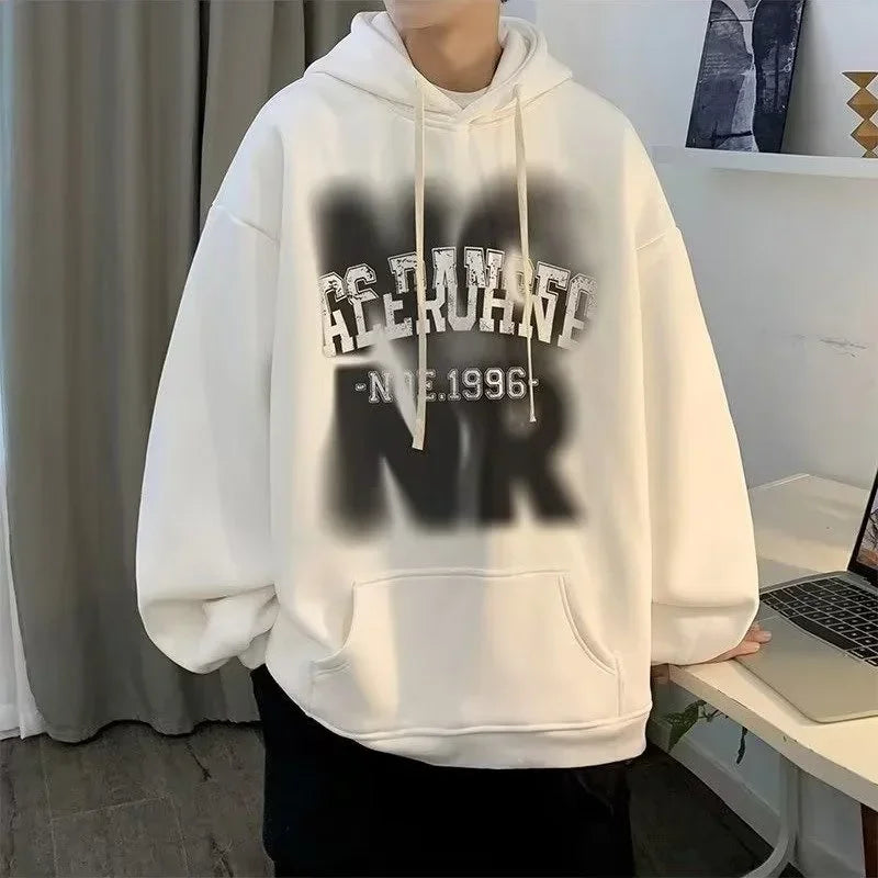 Herren Hoodies mit Goth Brief Drucken und Kapuze im Vintage-Stil