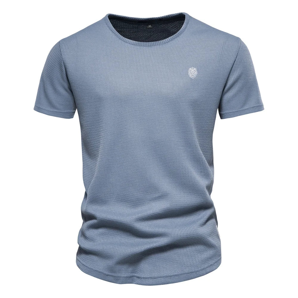 Herren T-Shirt aus Waffelstoff im einfarbigen Casual-Stil für den Sommer