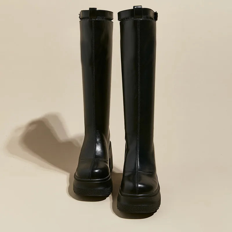 Damen Reiterstiefel im Römischen Stil mit 10 cm hoher Ferse