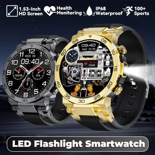 LIGE Neue 1,53 "Bluetooth Anruf Smart Uhr Männer Outdoor Sport Fitness LED Taschenlampe Herzfrequenz Smartwatch Für Android IOS telefon