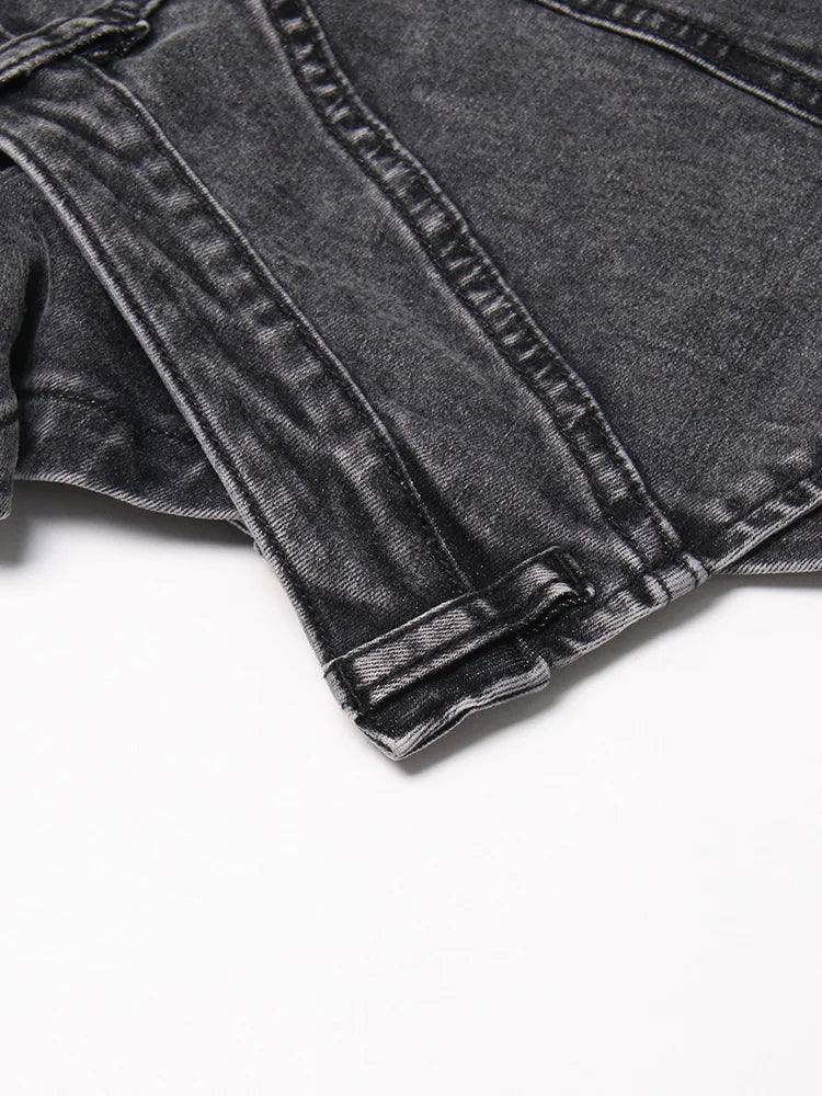 Colorblock-Leoparden-Jeans mit Hohldesign für Damen – High-Waist, gespleißte Taschen und weites Bein