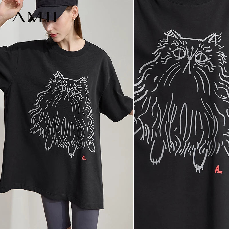 Damen T-Shirt mit Druck im lässigen Rundhals-Stil für das Büro