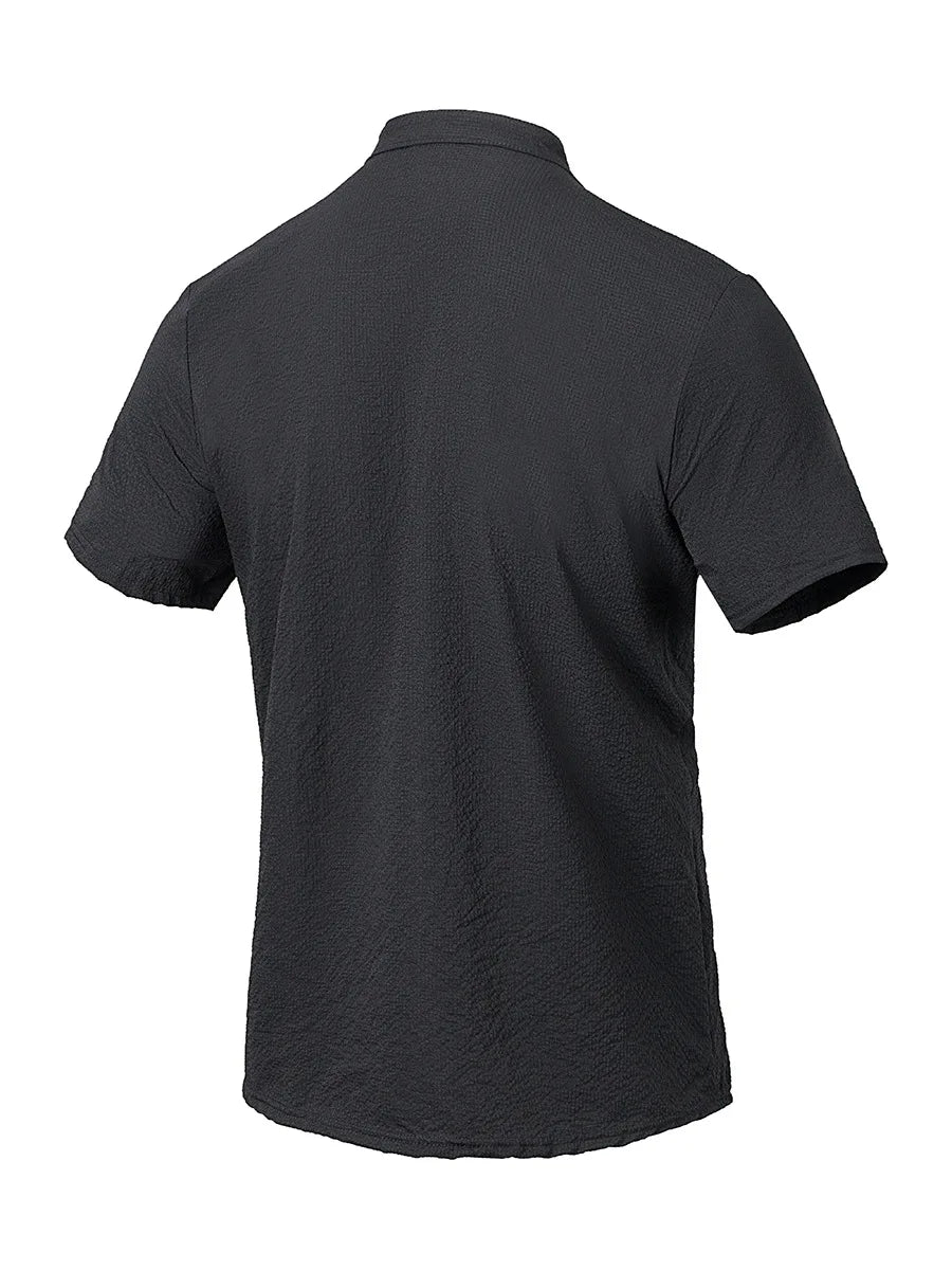 Langarm-Poloshirt für Herren mit Reverskragen – dünnes, vielseitiges Oberteil für Business und Freizeit in Uni-Farben, ideal für den Frühling und Herbst