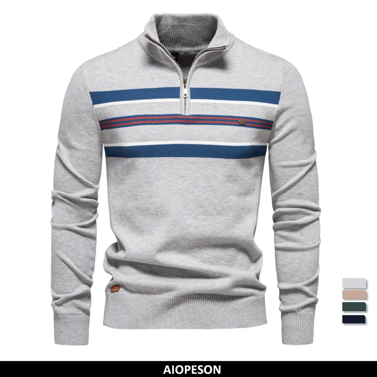 Herren Pullover aus Baumwolle mit Stehkragen für lässige Business-Looks