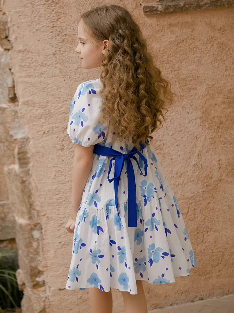 Prinzessinnen-Kleid für Mädchen in Lila mit Patchwork-Design – Sommermode für Kinder von 3 bis 14 Jahren