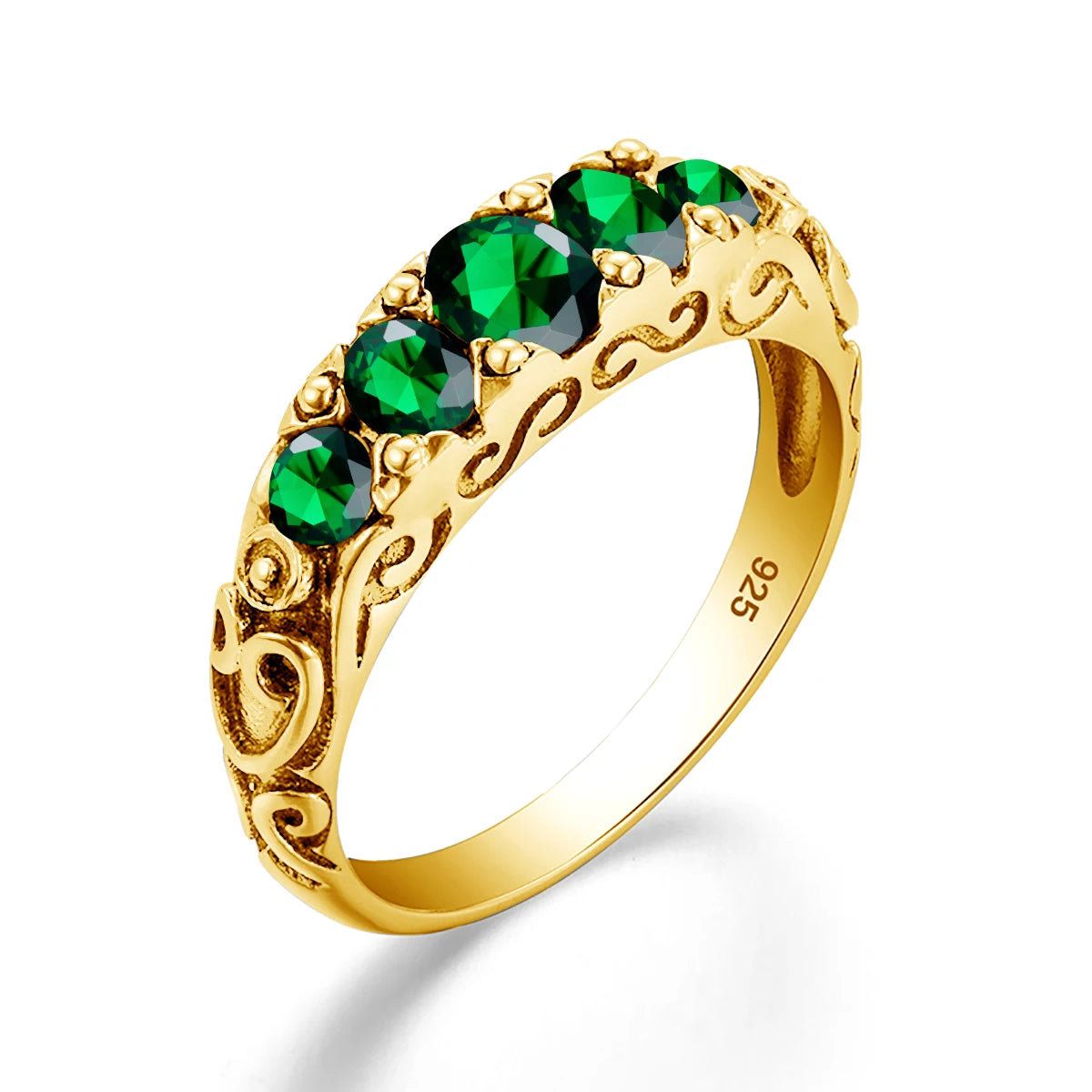 Damen-Ring aus Silber 925 mit Regenbogen-Topas Fünfstein-Design Gewölbter Bund Hochwertiges Geschenk